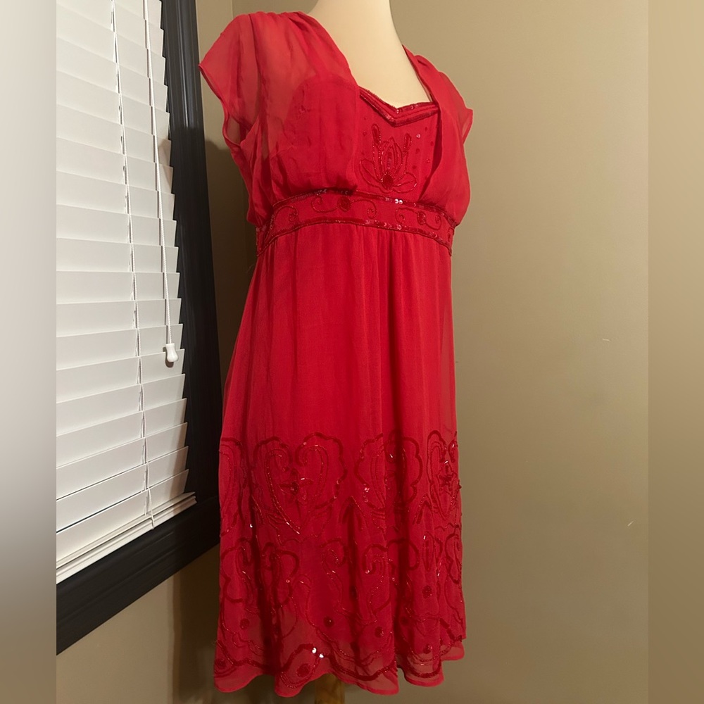 Together Red Embroidered Mini Dress